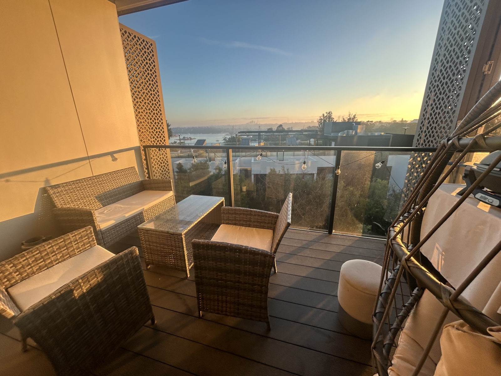 Modern two storey apartment with bay views