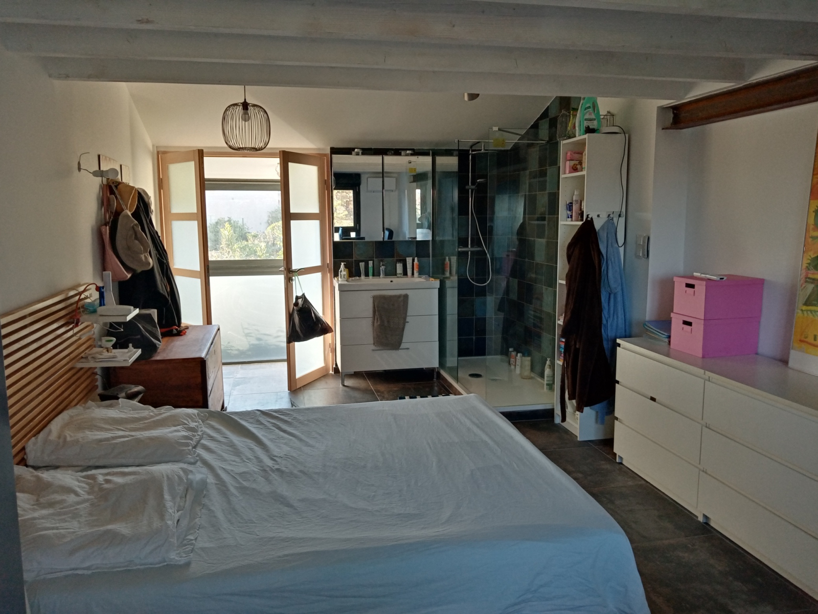 Parents bedroom upstairs with integrated bathroom