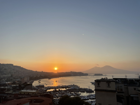 Bay of Napoli and Mount Vesuvius view in the city