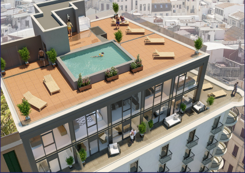 Estudio en la parte histórica de Gibraltar con piscina en la azotea