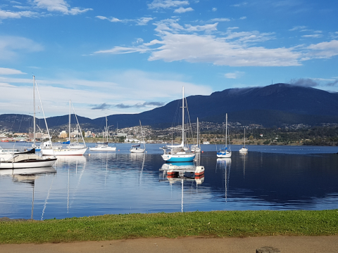 A lovely home with spectacular views over the water to the mountains.
